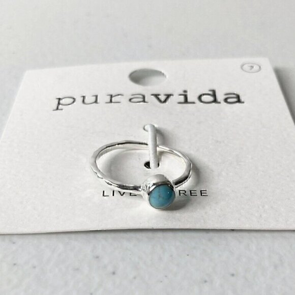 Pura Vida Ring 925 Silver Turquoise Boho Ring Size 7 - Picture 2 of 15